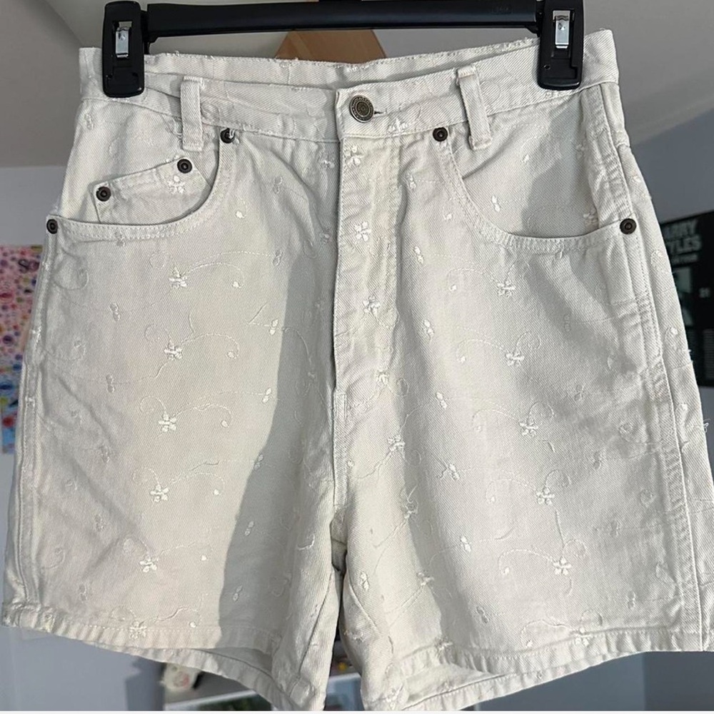 Vintage Tan Embroidered Shorts